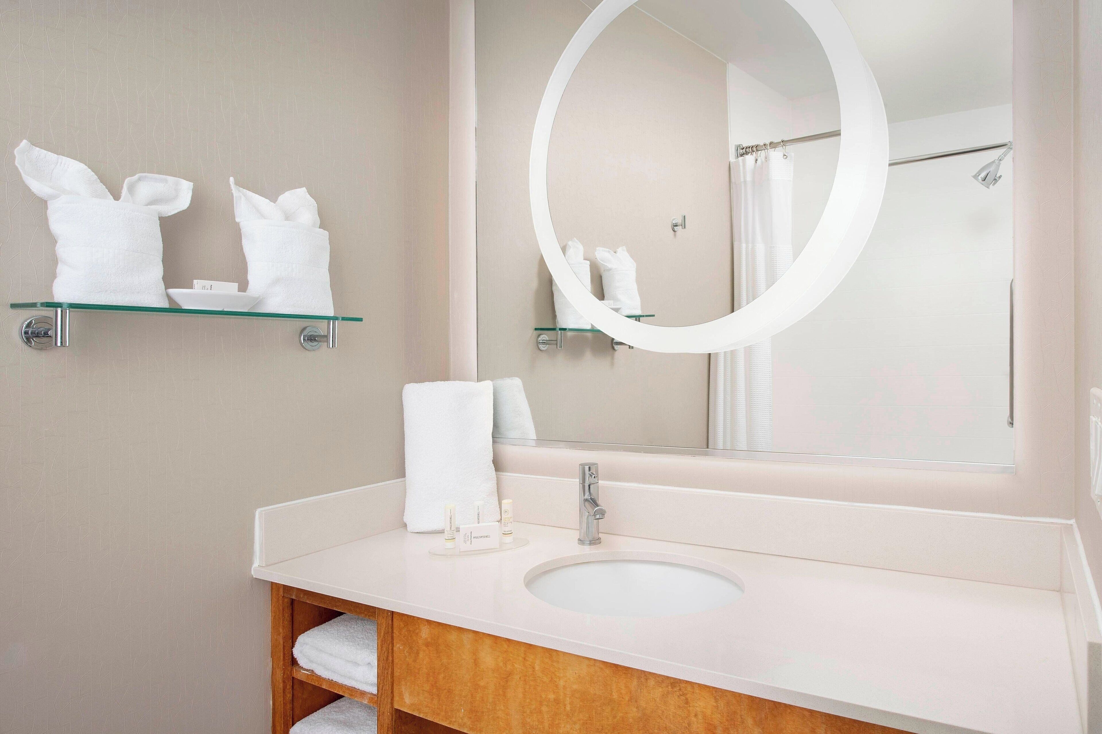 free toiletries, hair dryer, towels