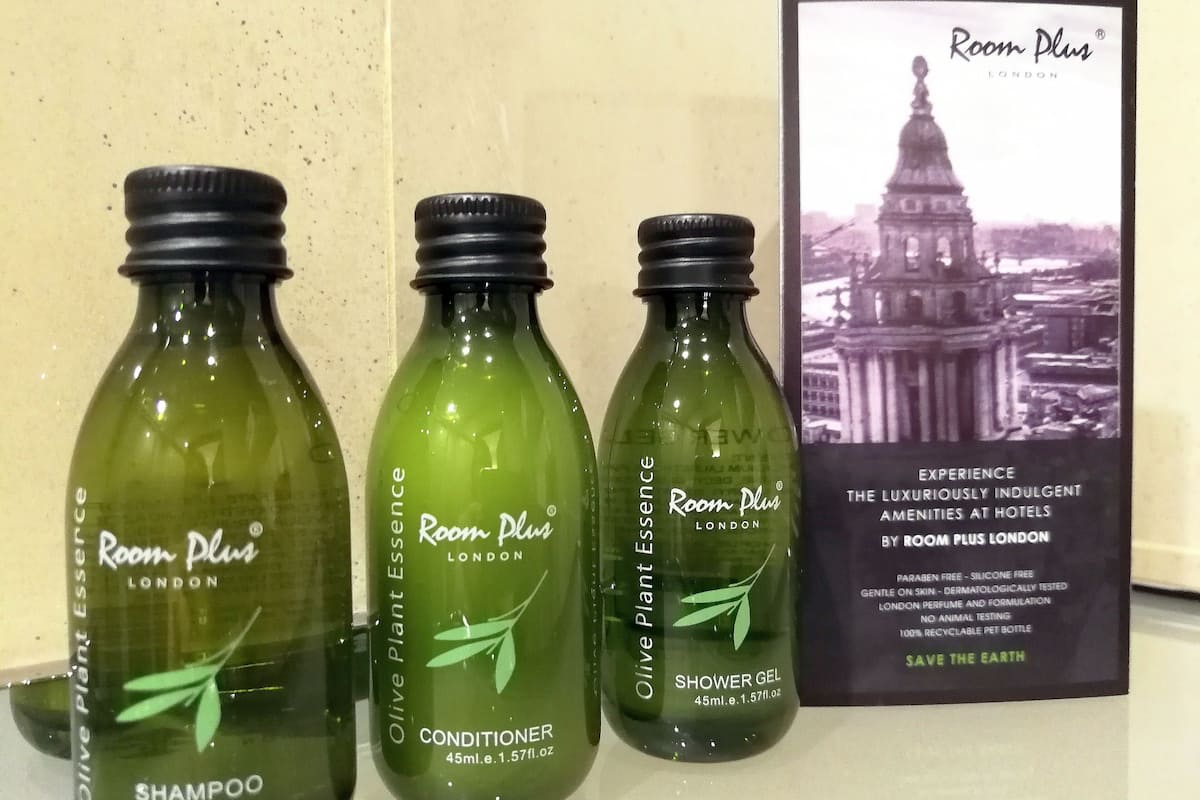 shower, free toiletries, slippers, bidet