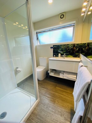 Apartment, 1 Bedroom | Bathroom | Shower, free toiletries, hair dryer, towels - Commodore Motels (Dunedin)