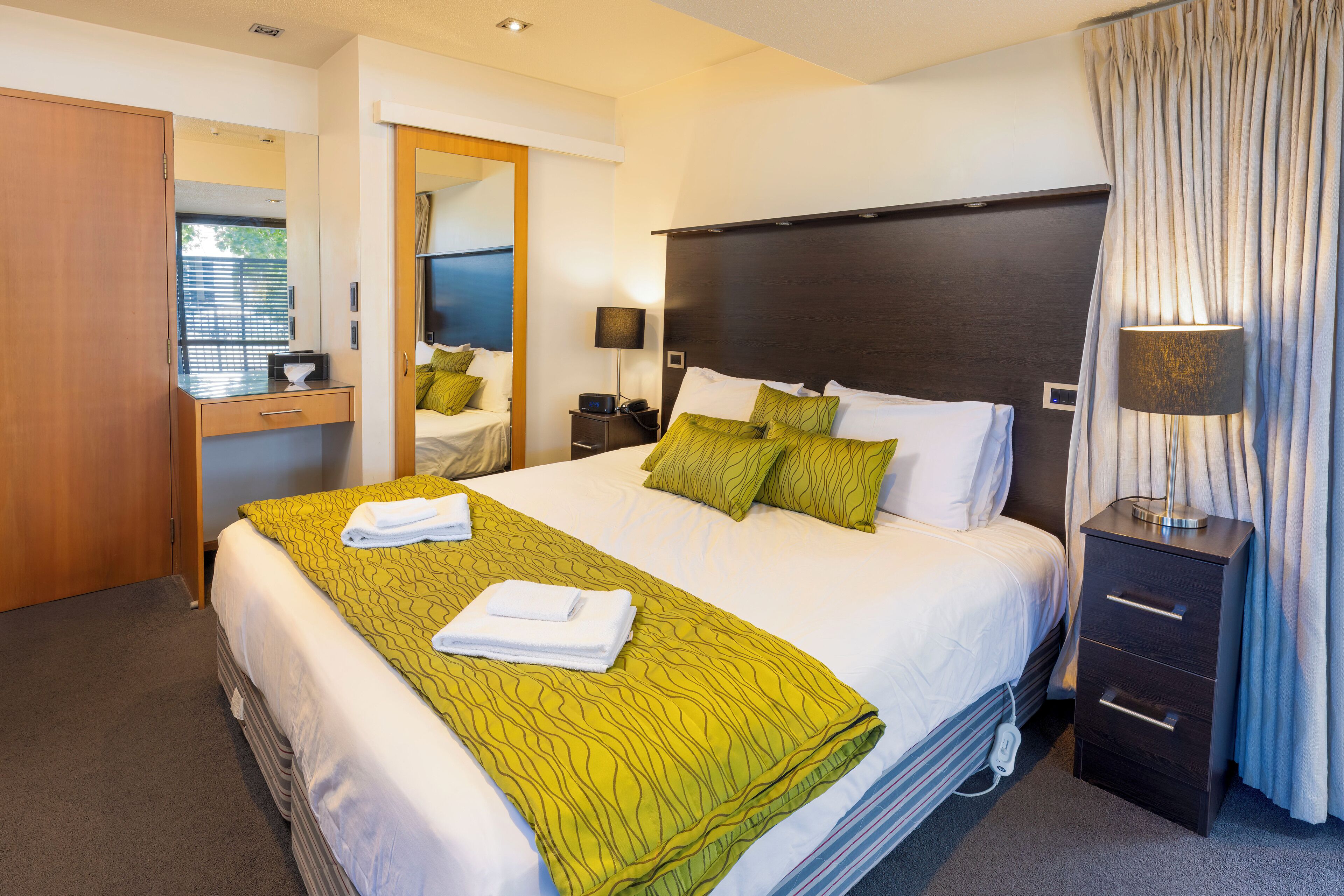 Hypo-allergenic bedding, free minibar items, in-room safe