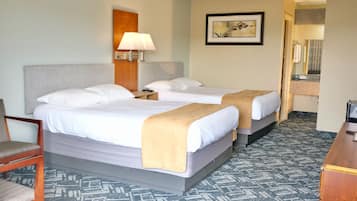 Premium Double Room, 2 Double Beds, Refrigerator & Microwave | Premium bedding, desk, laptop workspace, blackout curtains