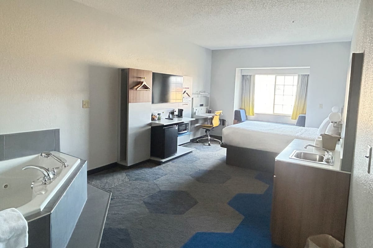 Deluxe Studio Suite, 1 Queen Bed, Non Smoking | Desk, blackout drapes, iron/ironing board, free cribs/infant beds
