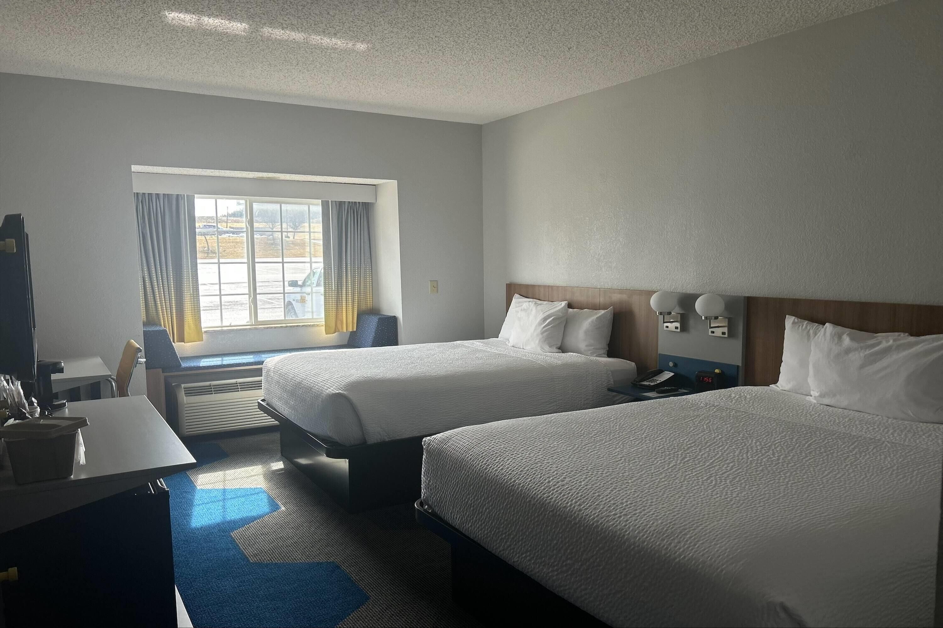 2 Queens Bed Non Smoking Room | Desk, blackout drapes, iron/ironing board, cribs (free)