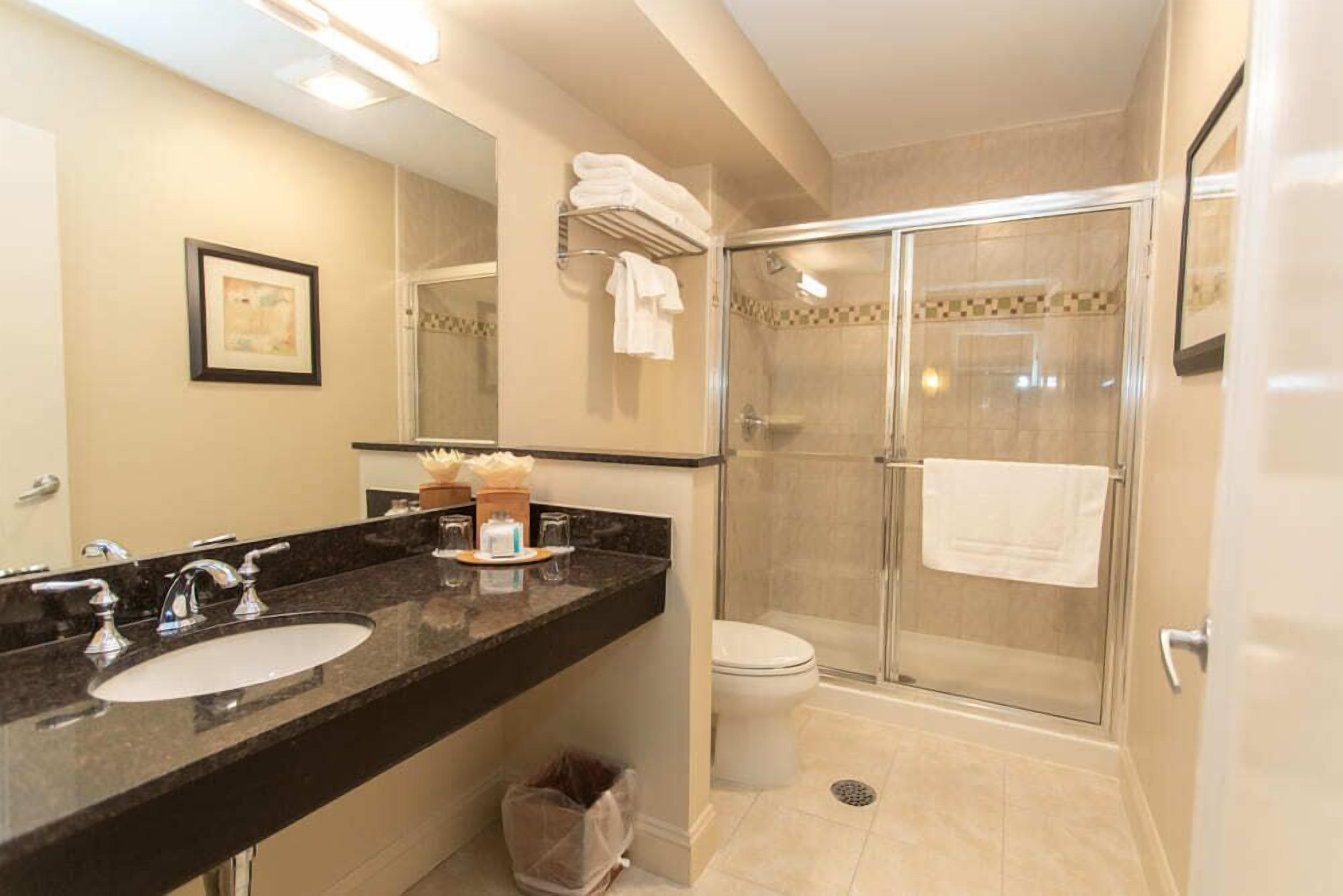 shower, free toiletries, hair dryer, bathrobes