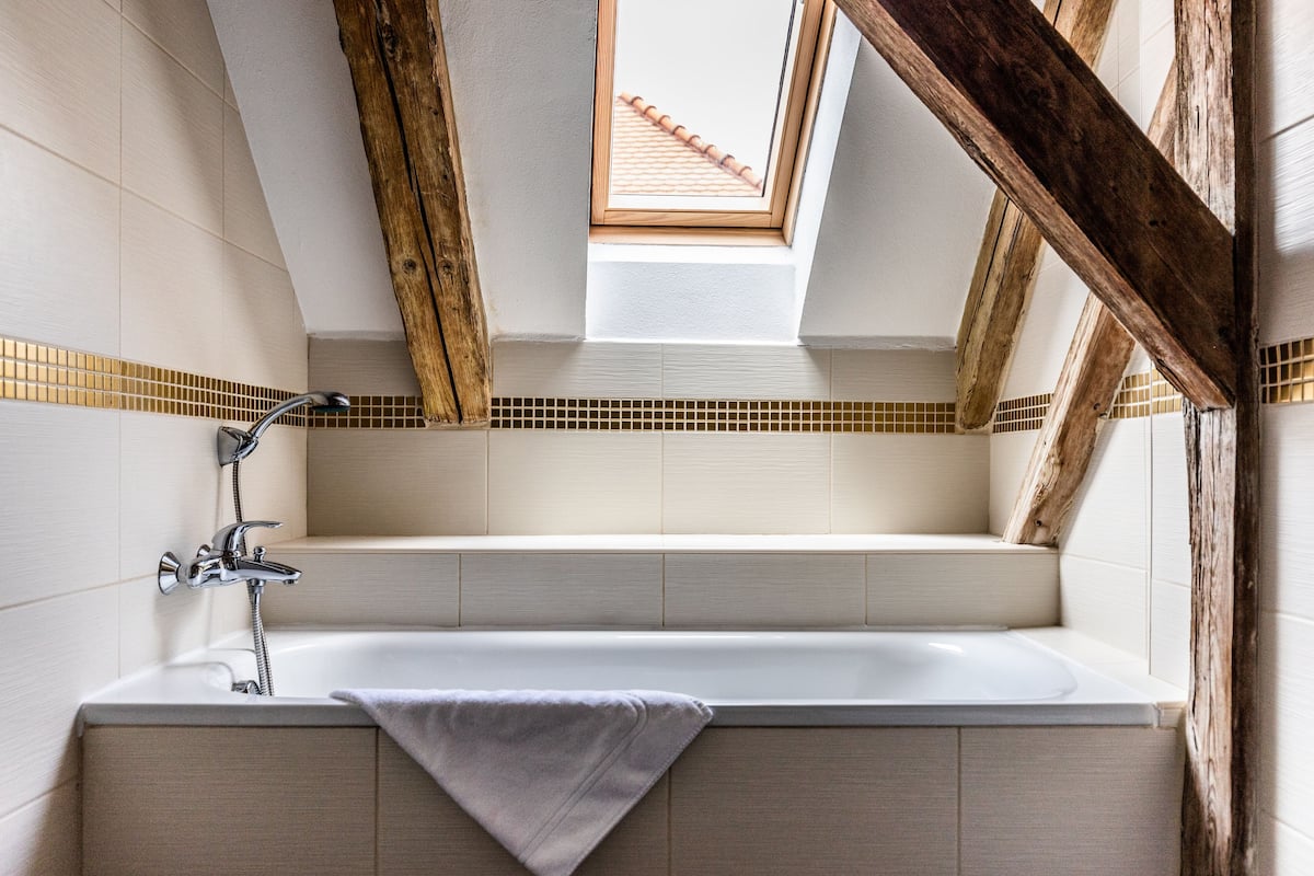 free toiletries, hair dryer, towels