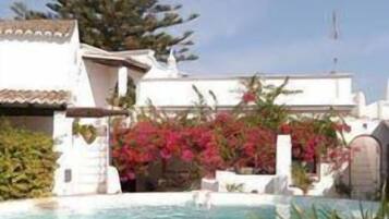 Outdoor pool, pool loungers