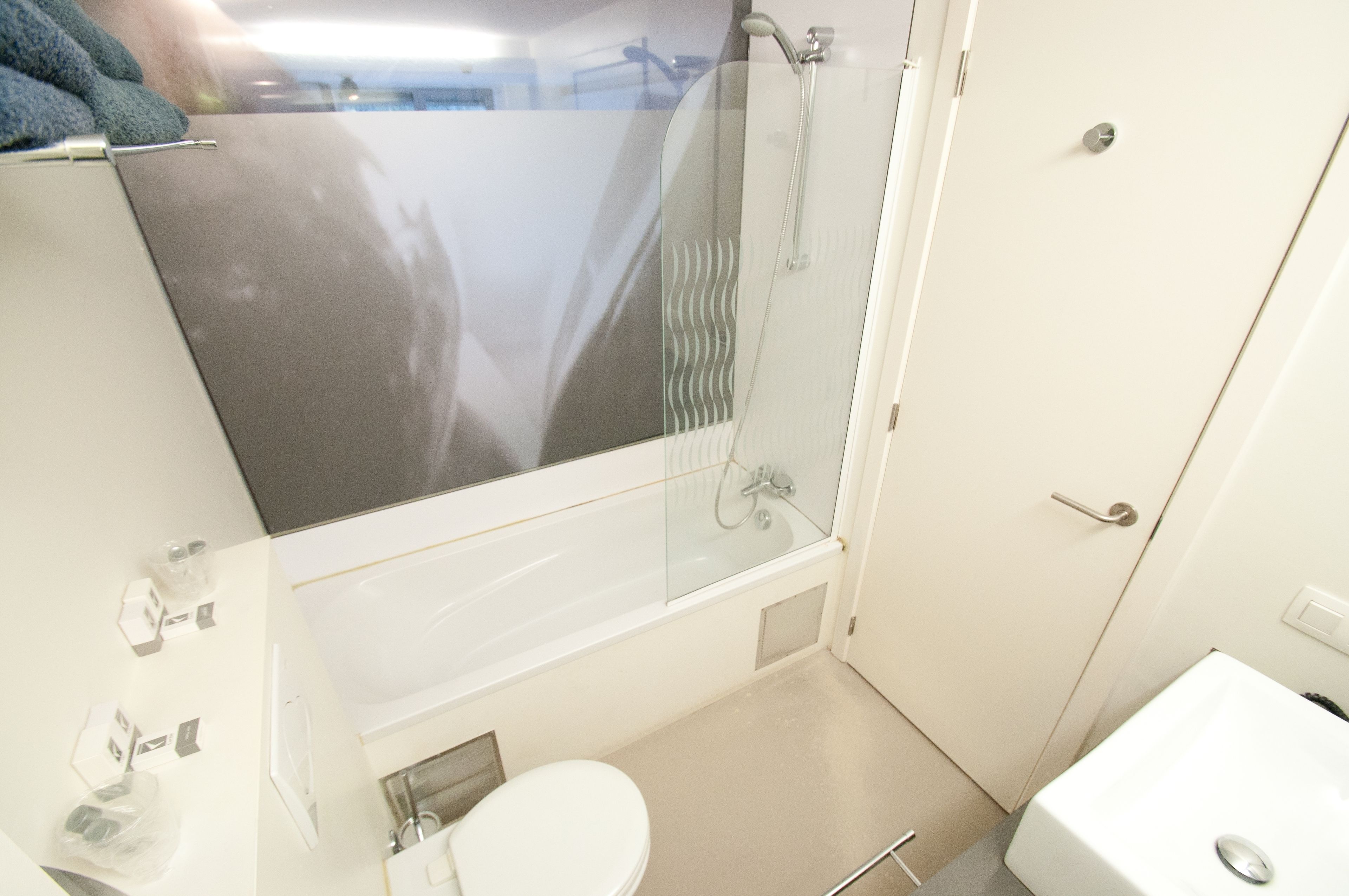 free toiletries, hair dryer, towels