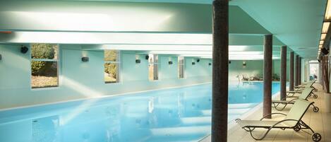 2 indoor pools, seasonal outdoor pool, pool umbrellas, sun loungers