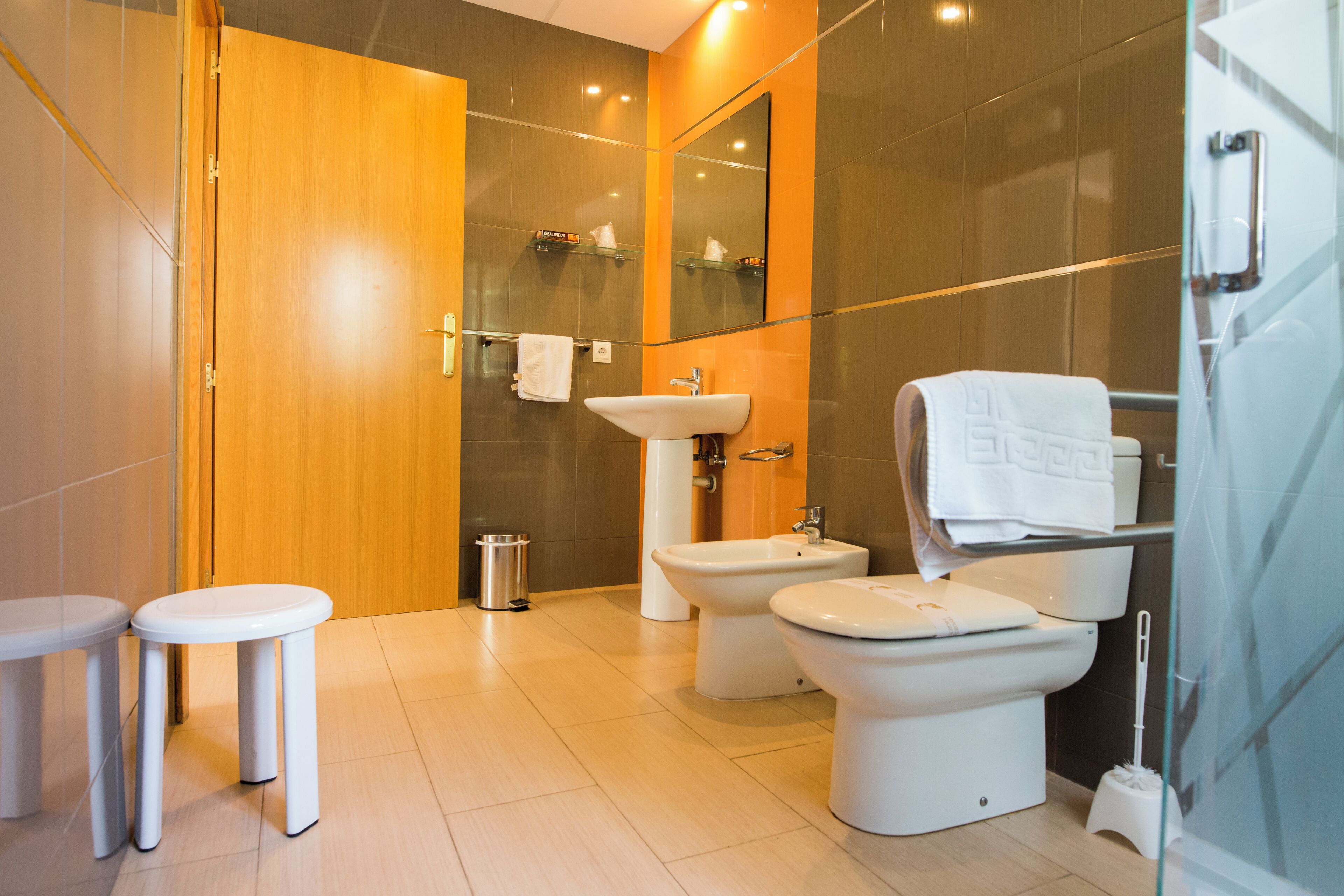 free toiletries, hair dryer, bidet, towels