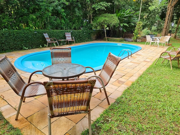 Outdoor pool, pool loungers