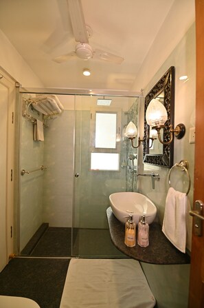 Suite | Baño | Ducha, artículos de higiene personal gratuitos y secador de pelo