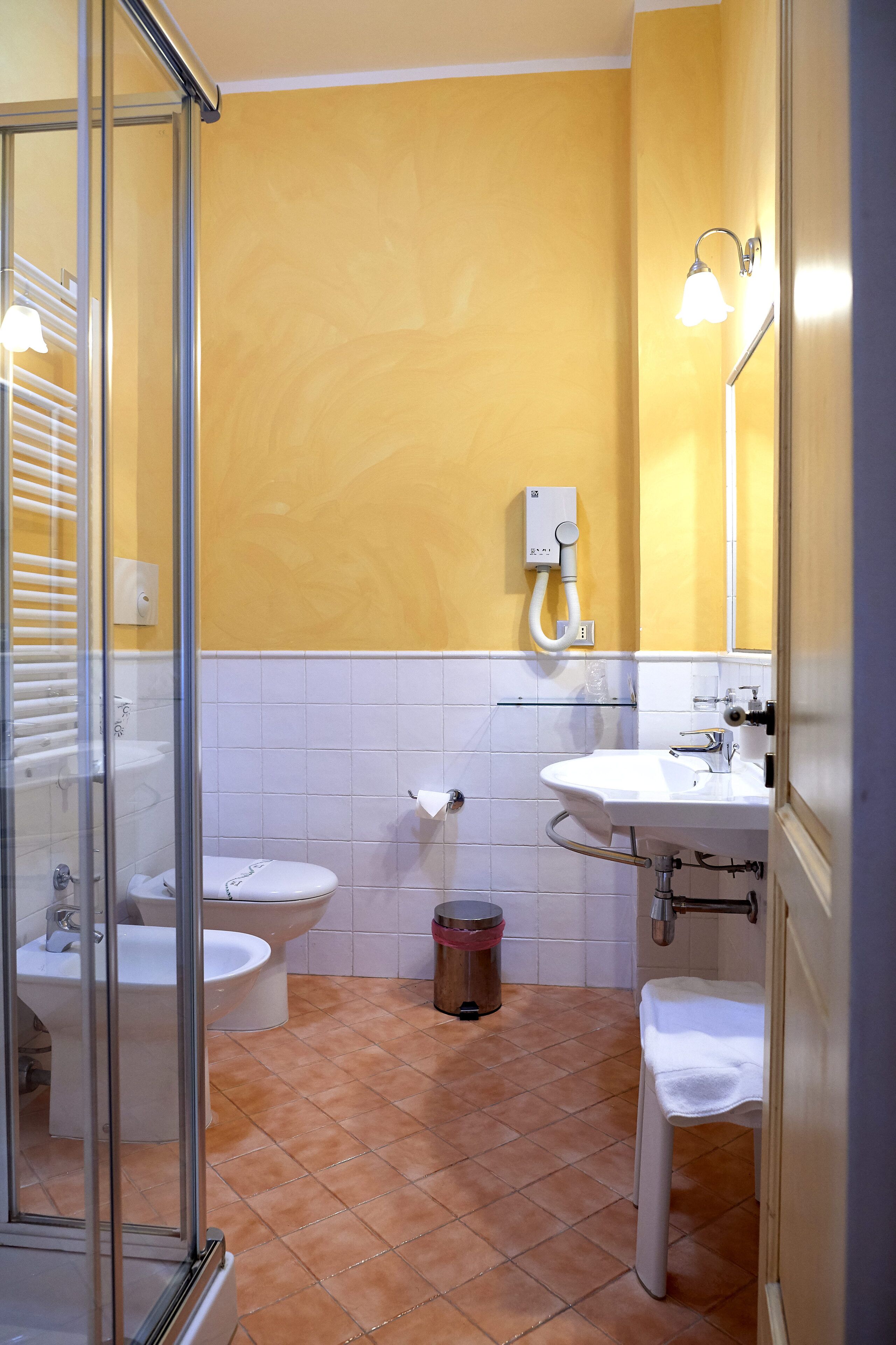 shower, free toiletries, hair dryer, bidet