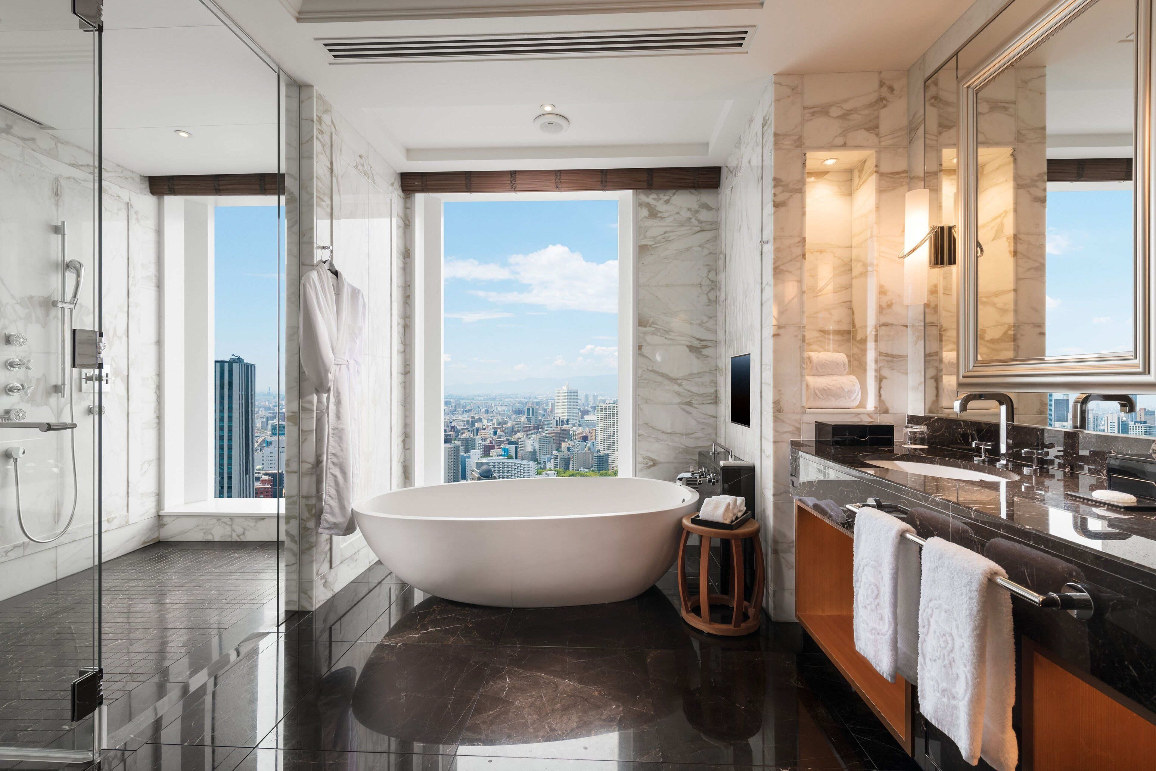 royal suite, 1 king bed | bathroom | separate bathtub and shower, deep-soaking bathtub