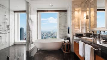Royal Suite, 1 King Bed, Corner (View) | Bathroom | Separate tub and shower, deep soaking tub, hydromassage showerhead