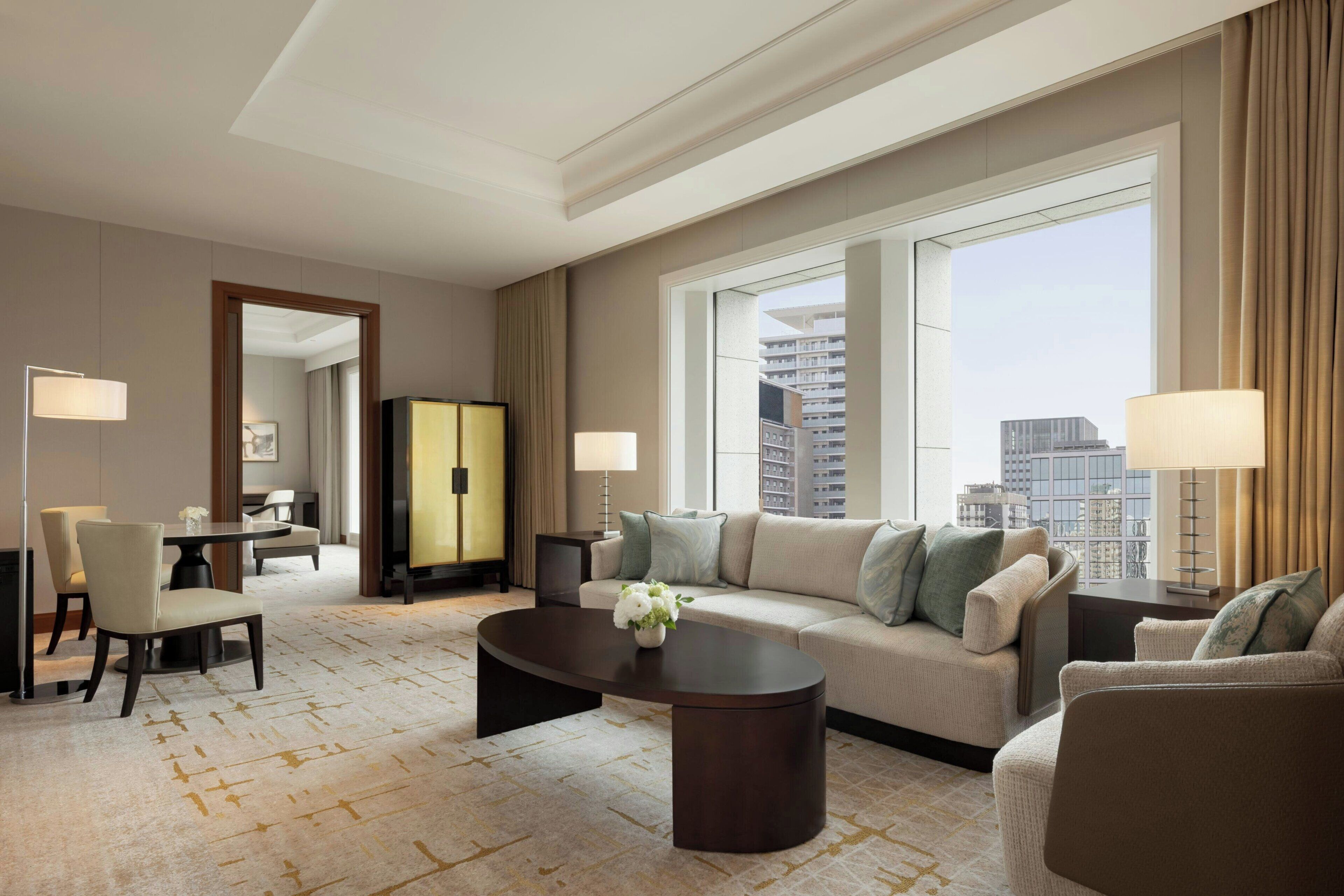 Suite, 1 King Bed, City View | Living room | 42-inch flat-screen TV with digital channels, TV, DVD player