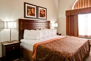 Hypo-allergenic bedding, desk, laptop workspace, iron/ironing board