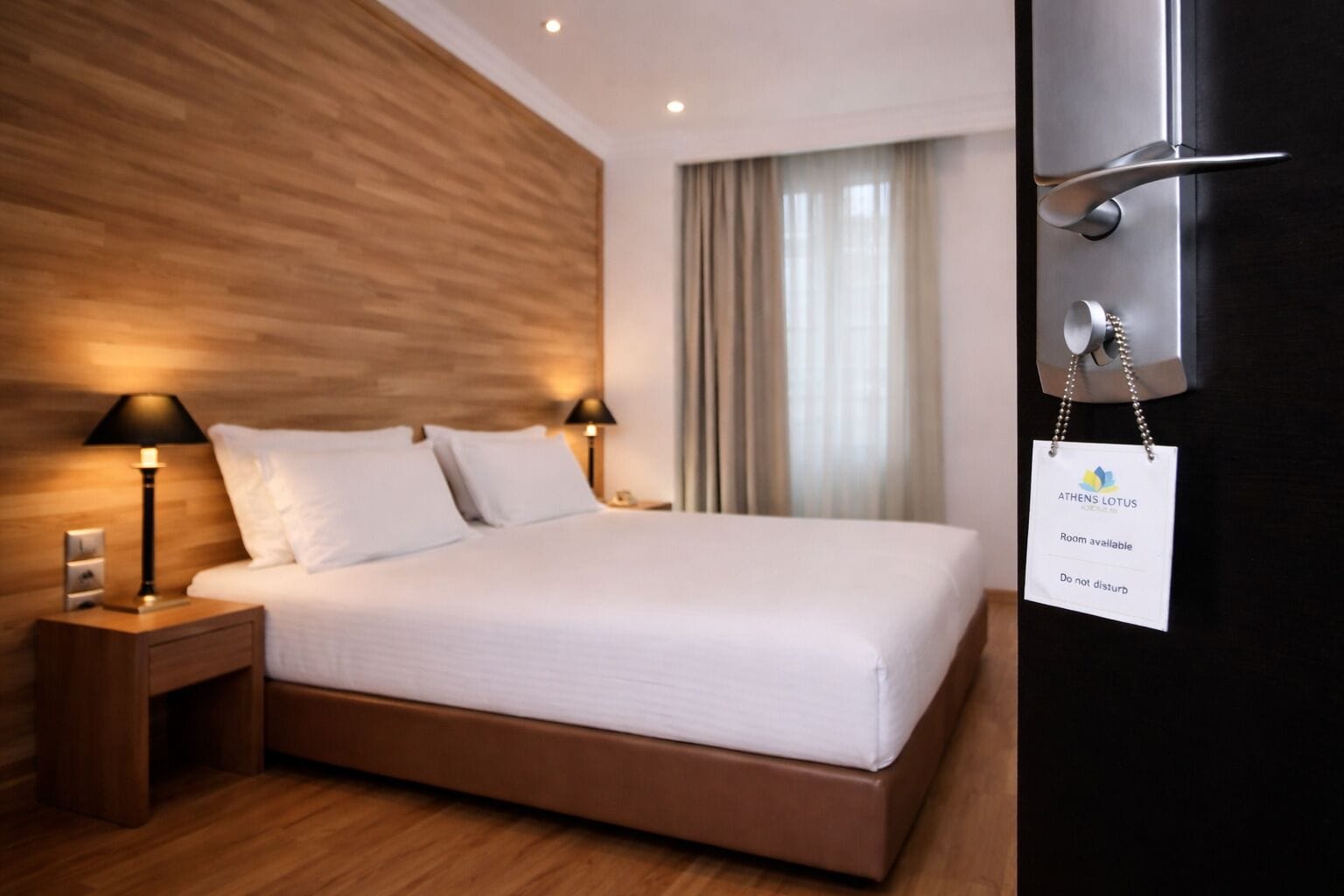 ملاءات من القطن المصري وأغطية فراش متميزة وخزنة داخل الغرفة