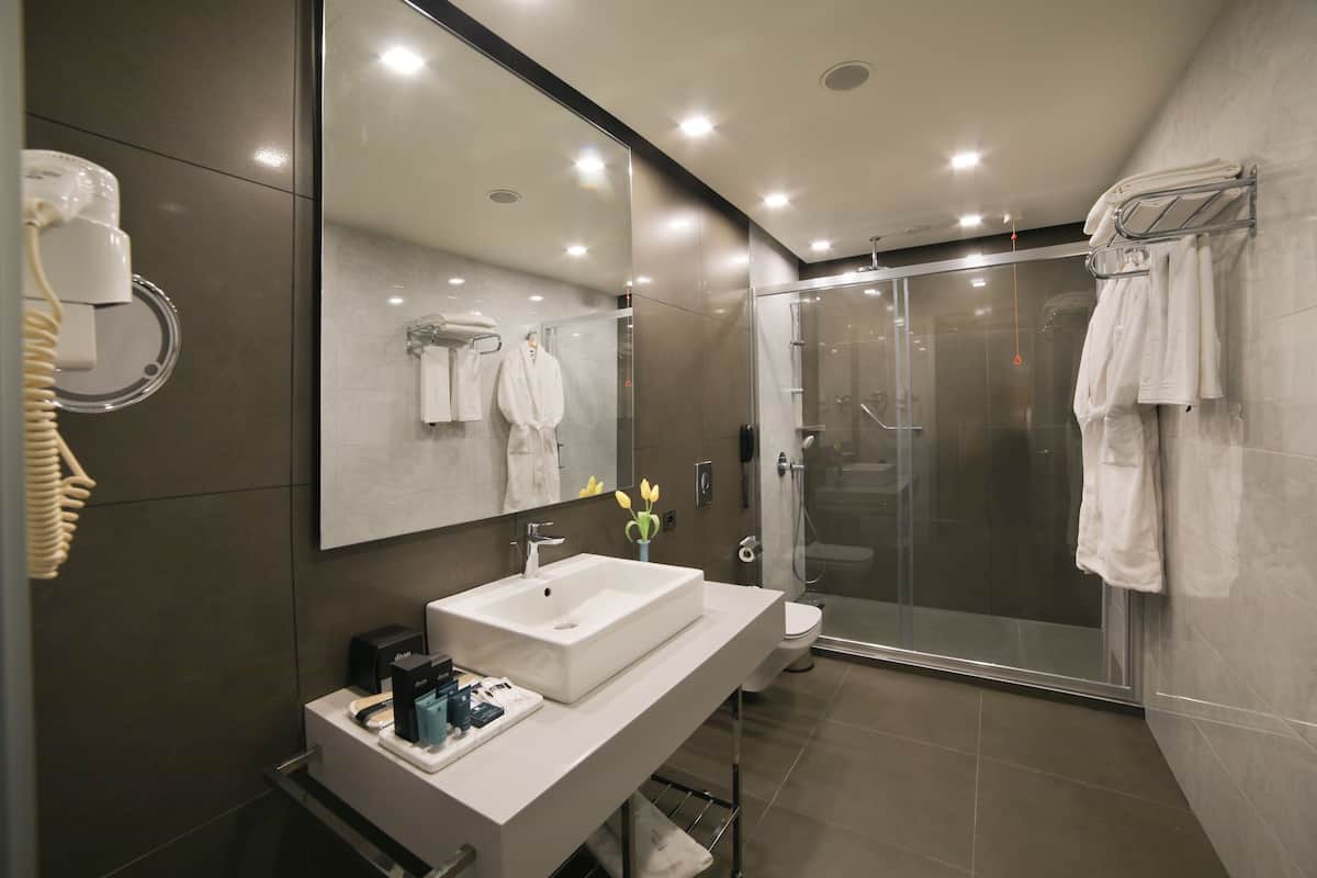 studio suite, 1 bedroom | bathroom | shower, rainfall showerhead, eco-friendly toiletries, hair dryer