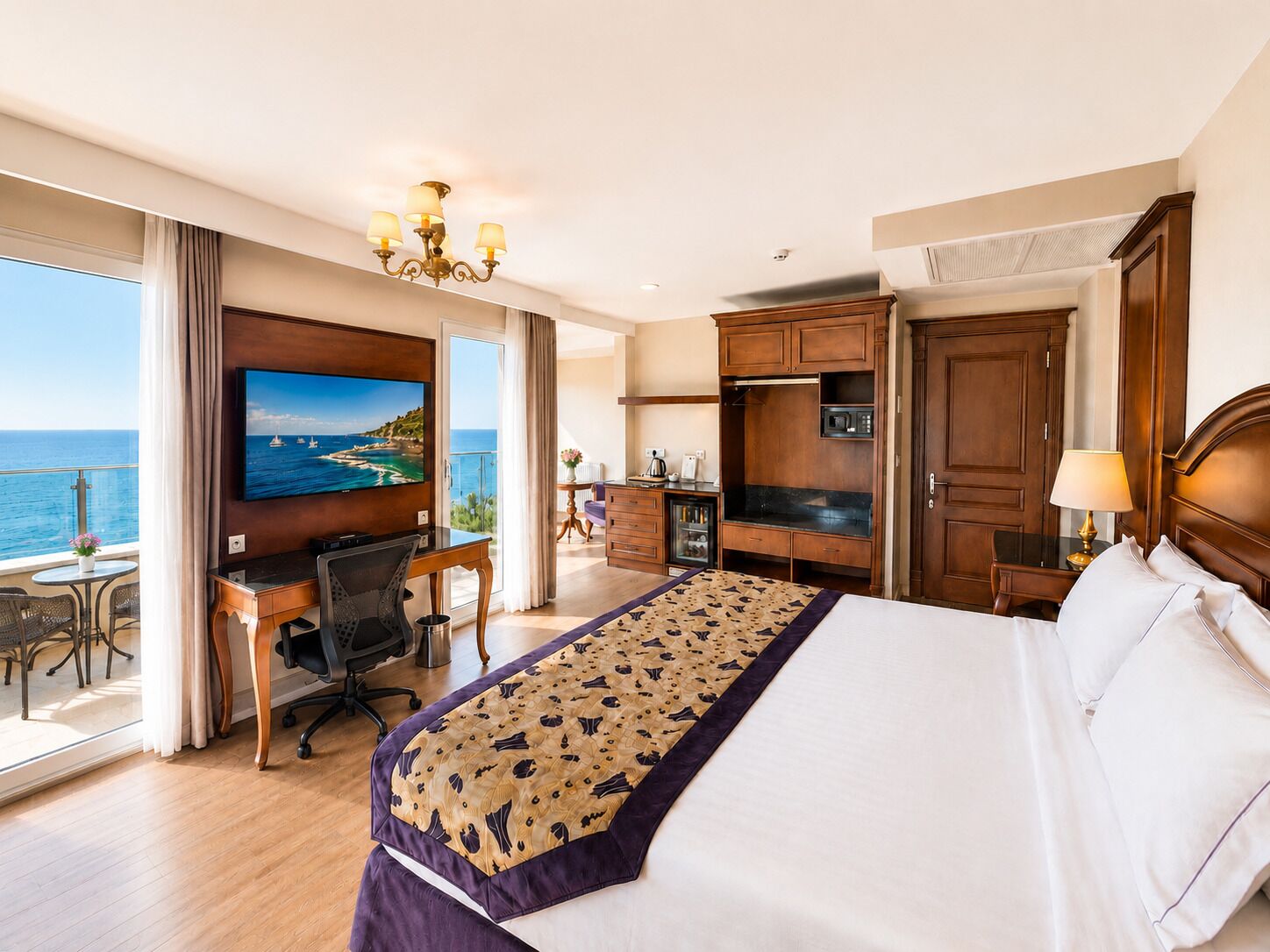 Premier Room, Balcony, Sea View | Premium bedding, minibar, in-room safe, desk