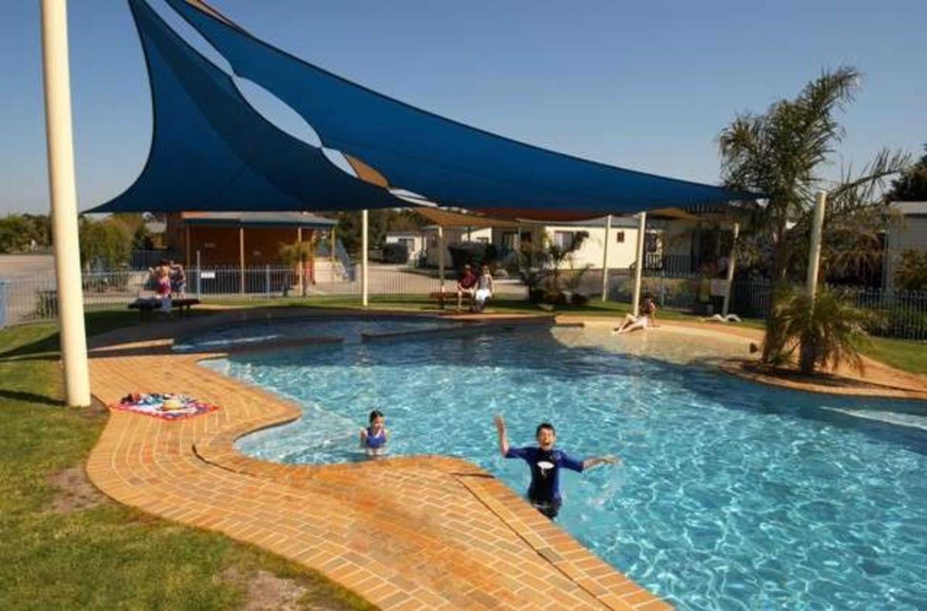 Outdoor pool, pool loungers