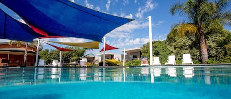 Outdoor pool, sun loungers