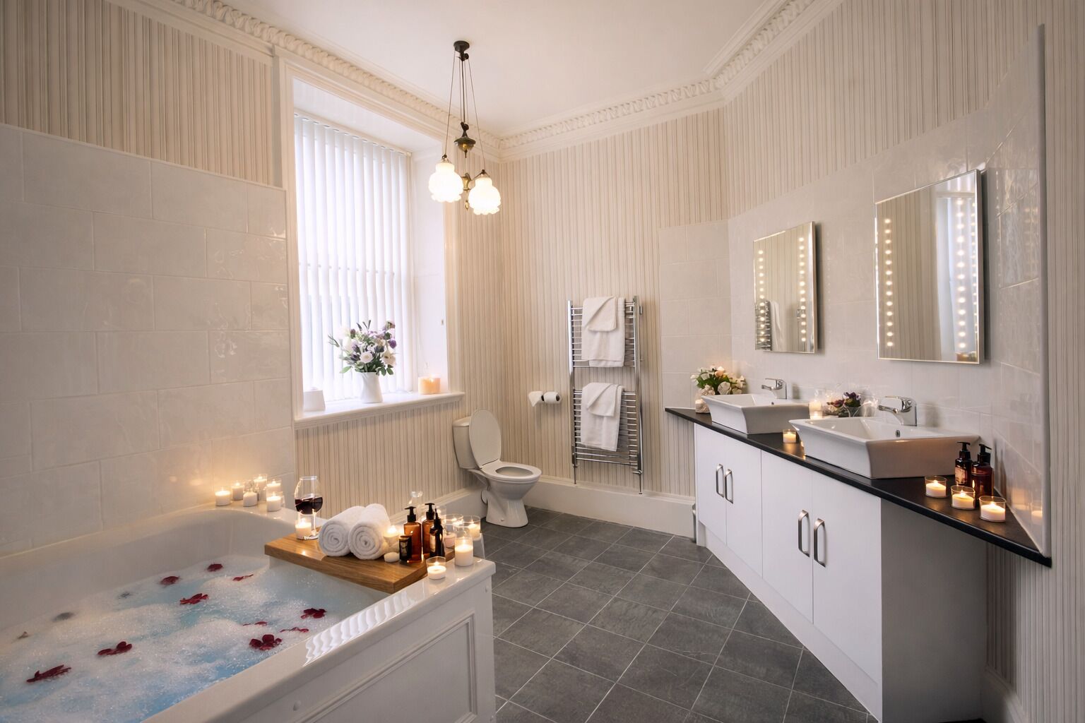 Honeymoon Suite, 1 Double Bed | Bathroom | Combined shower/bathtub, free toiletries, hair dryer, towels