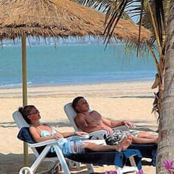 On the beach, white sand