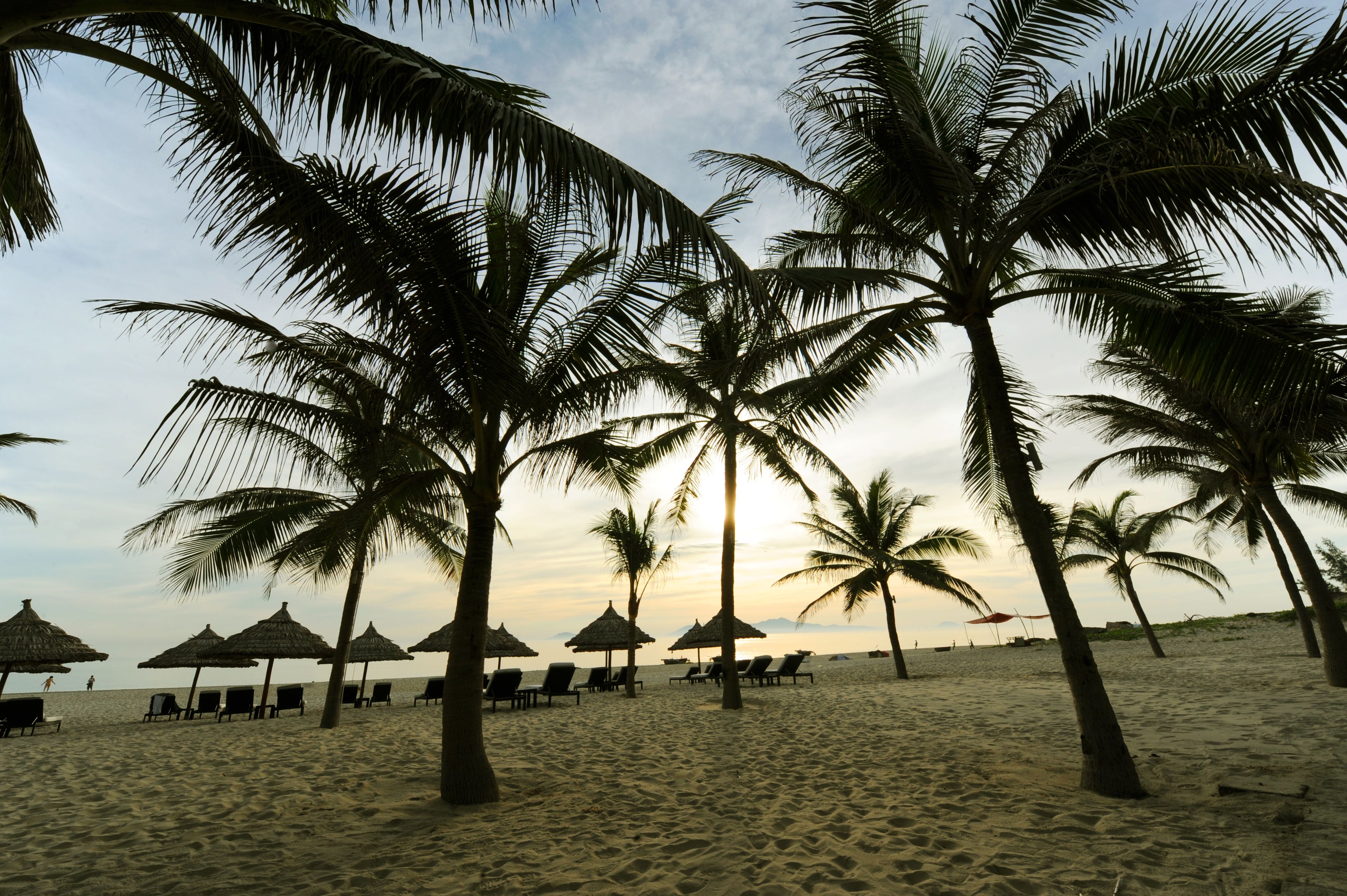 Private beach, white sand, sun-loungers, beach umbrellas