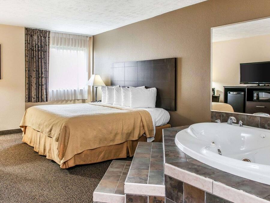 Individually decorated, desk, laptop workspace, blackout curtains