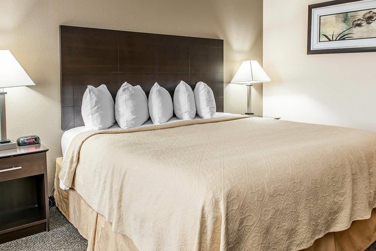 Individually decorated, desk, laptop workspace, blackout curtains