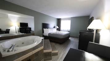 Individually decorated, desk, laptop workspace, blackout curtains