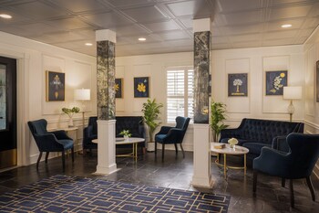 Sitting area in hotel lobby at Indigo Inn