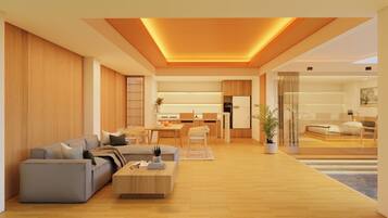 Villa, 1 Bedroom | Living area | 32-inch flat-screen TV with satellite channels, LCD TV, DVD player