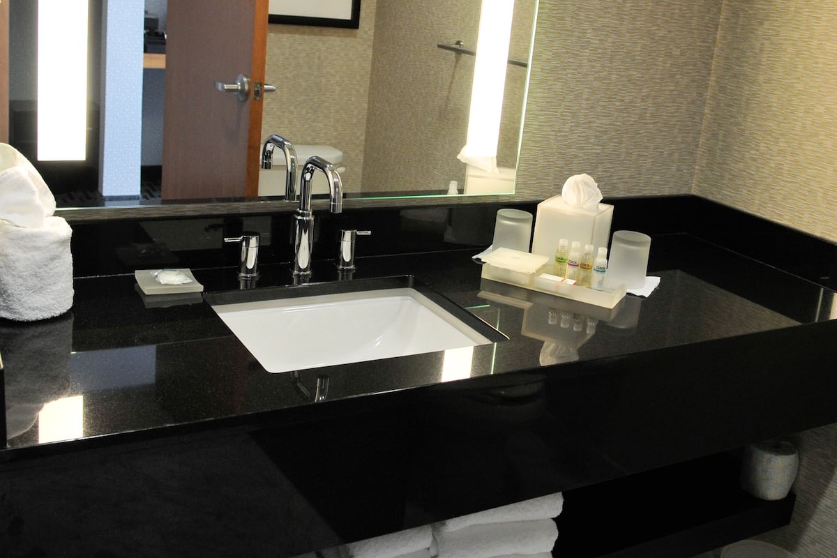 shower, designer toiletries, hair dryer, bathrobes