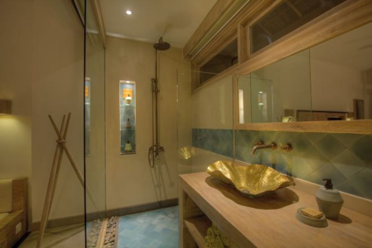 Bathroom | Shower, free toiletries, hair dryer, bathrobes