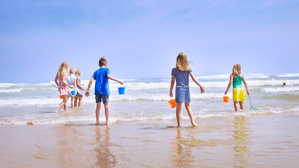 Une scène de plage où l’on voit des gens s’amuser dans l’eau.