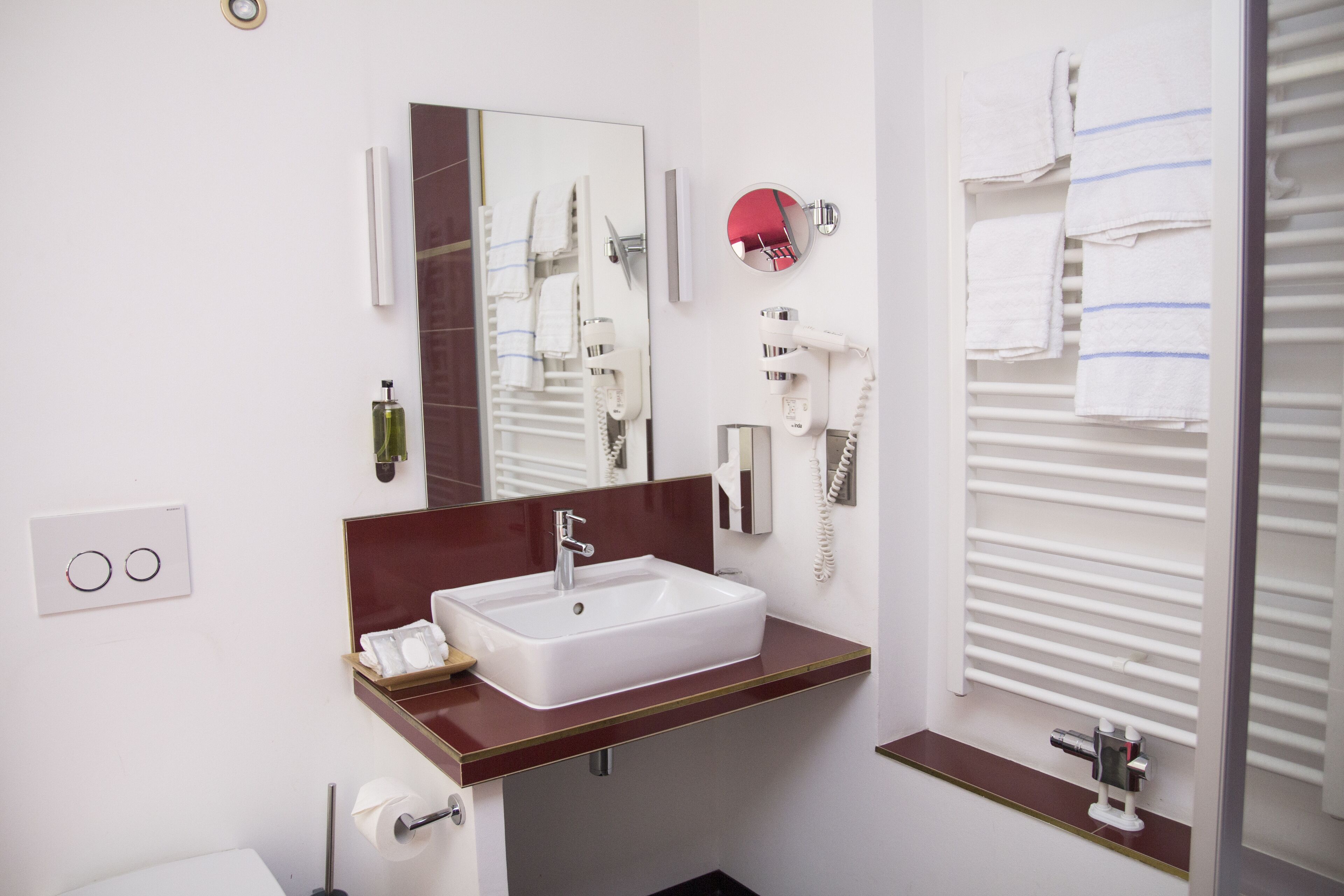 free toiletries, hair dryer, dressing gowns, slippers