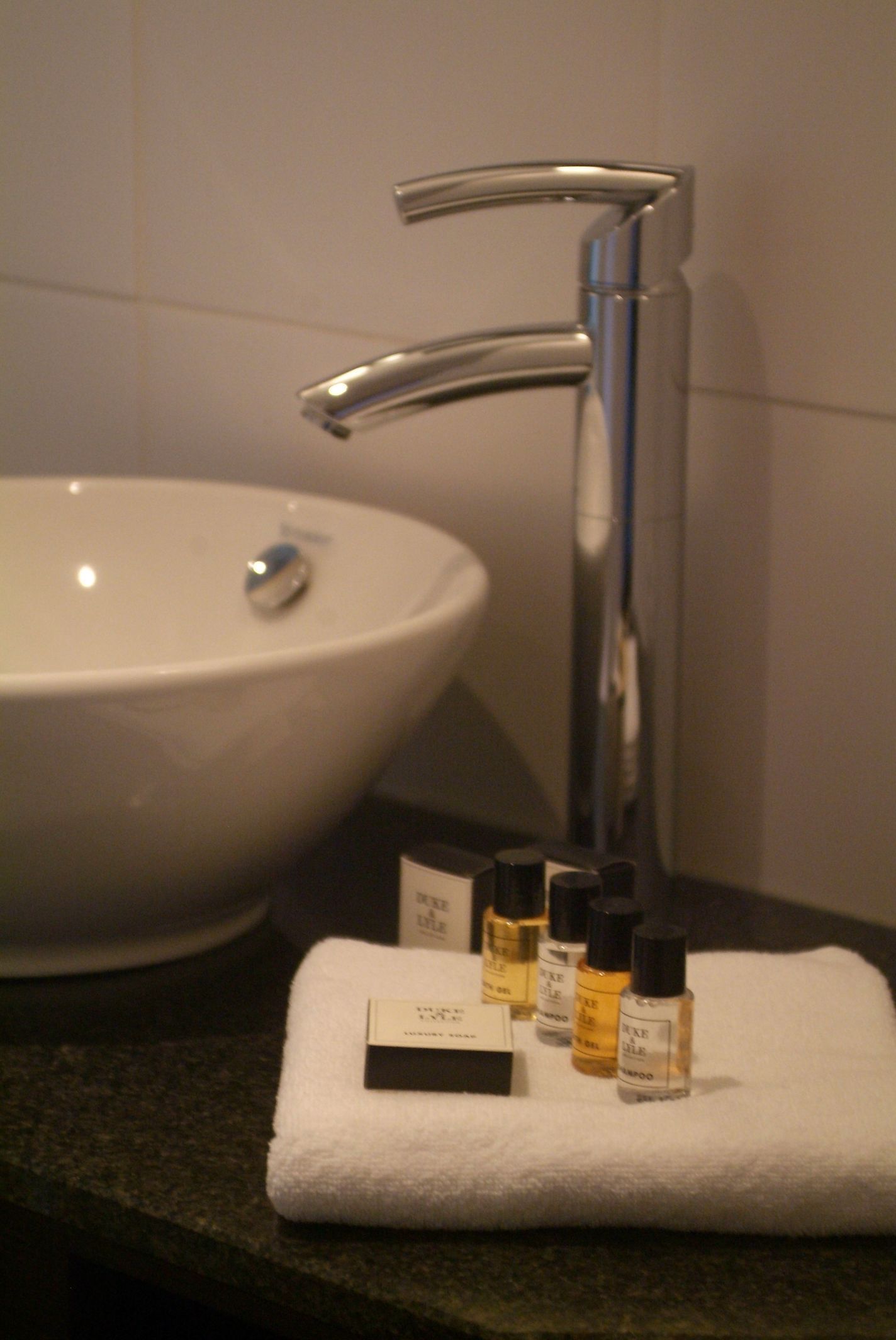 free toiletries, hair dryer, towels, soap