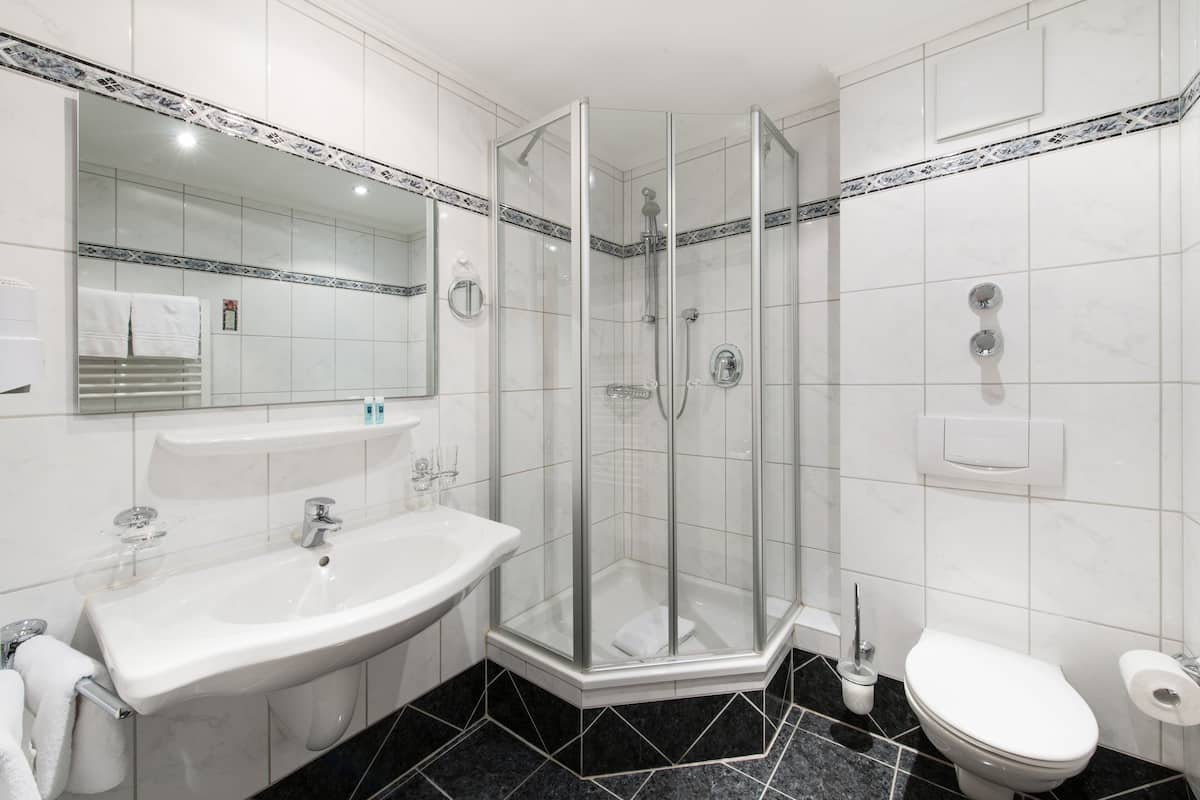 shower, free toiletries, hair dryer, bathrobes