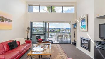 Flat-screen TV, DVD player