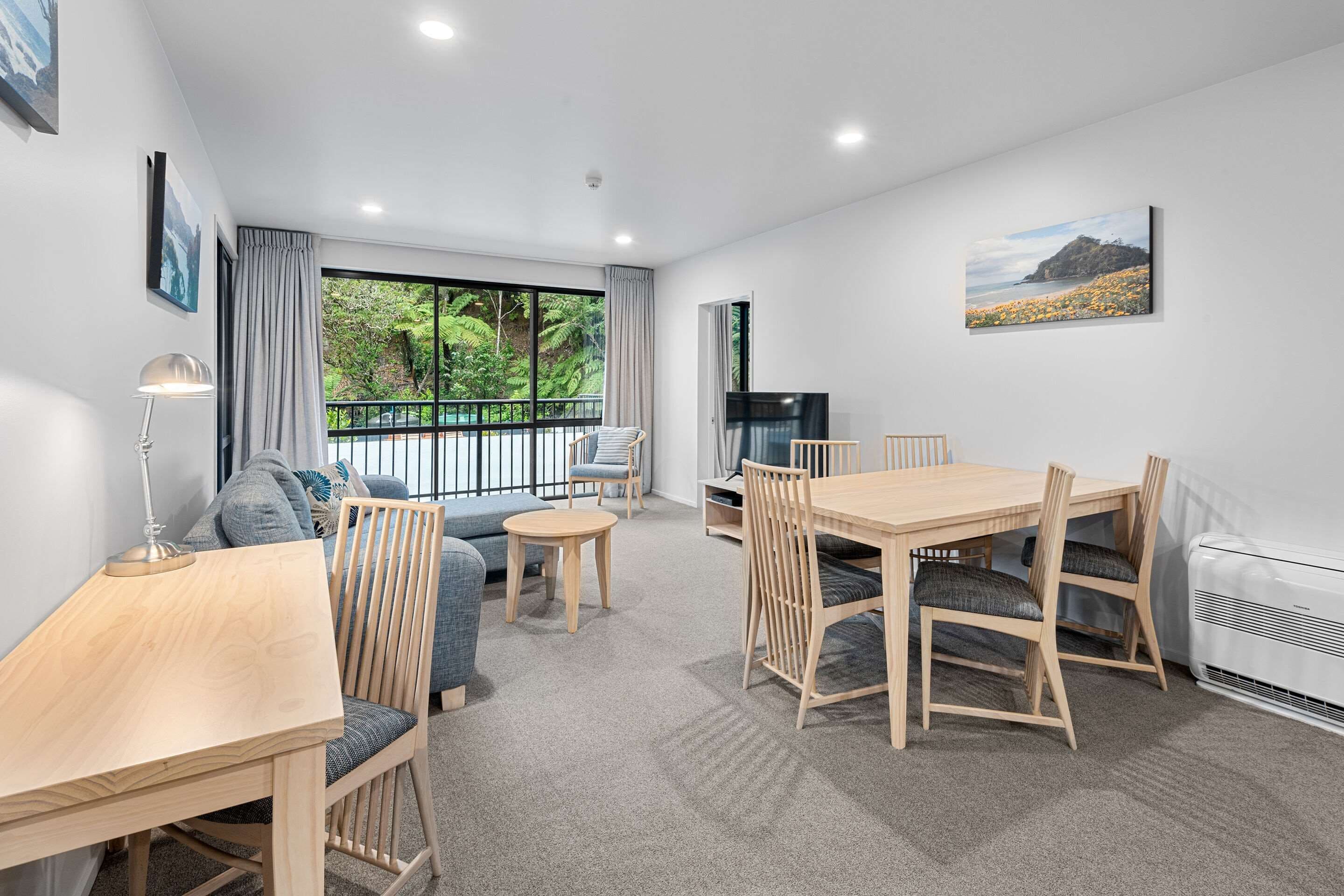 two bedroom apartment | individually decorated, blackout curtains, iron/ironing board