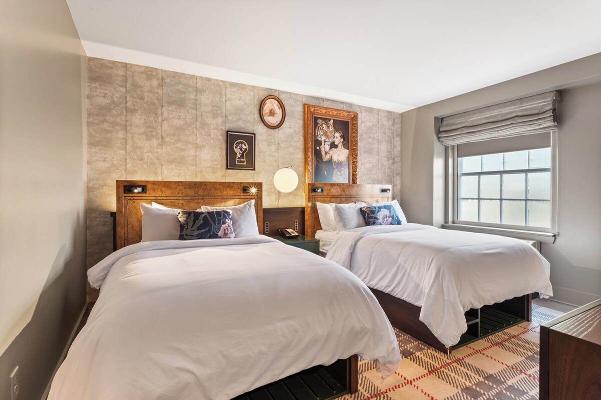 Standard Room, 2 Double Beds, River View | Premium bedding, in-room safe, desk, laptop workspace