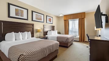 Standard Room, 2 Queen Beds, Non Smoking, Refrigerator & Microwave (Shower Only) | Desk, laptop workspace, iron/ironing board, WiFi (free)