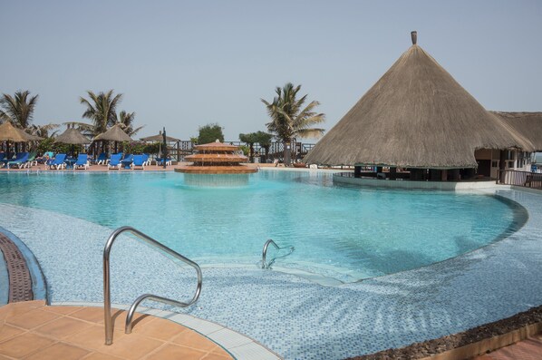 Outdoor pool, sun loungers