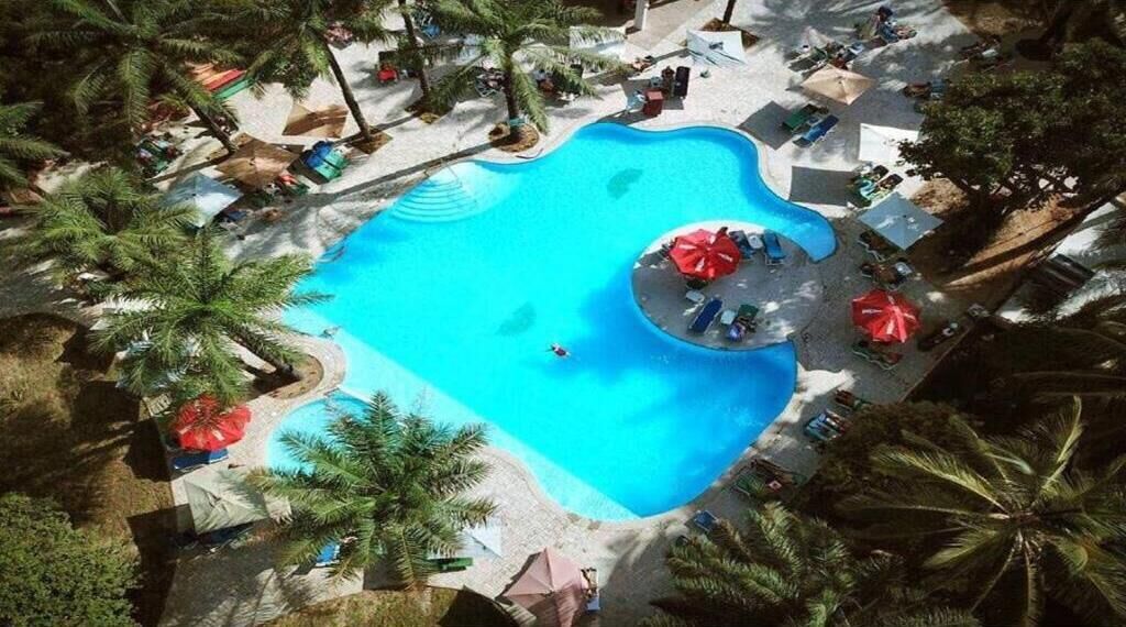 Outdoor pool, sun loungers