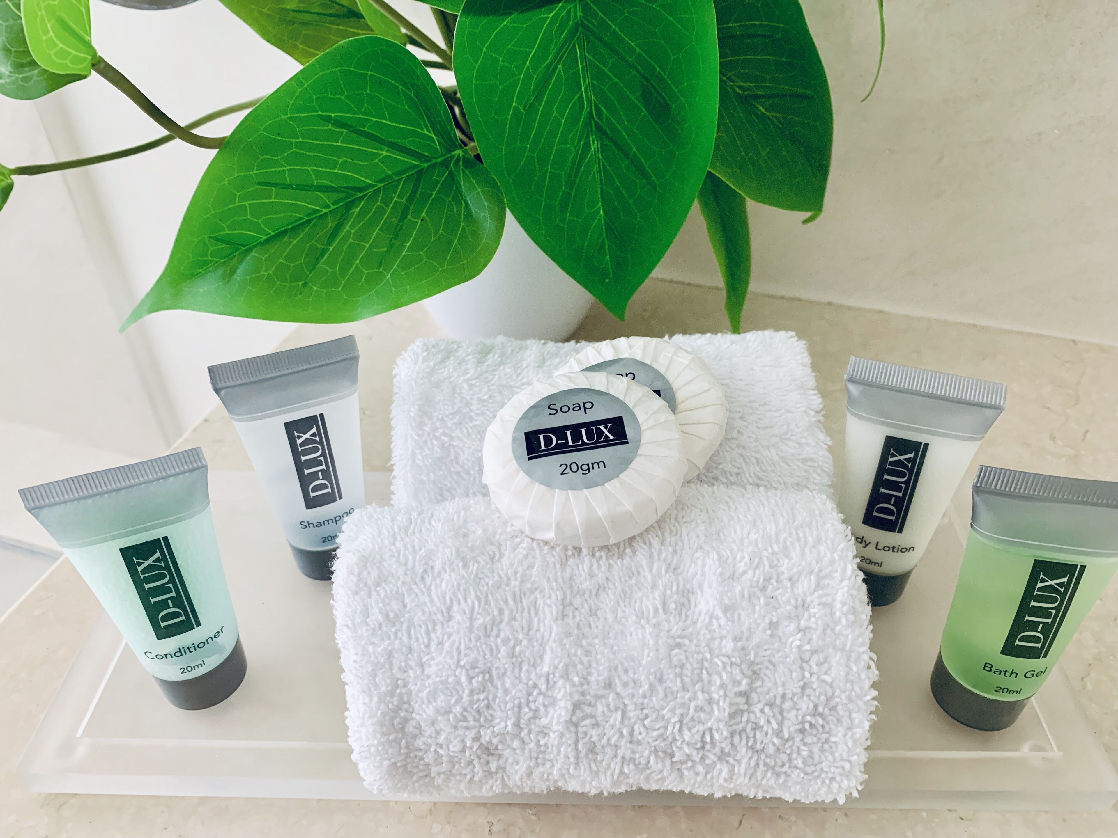 free toiletries, hair dryer, towels, soap