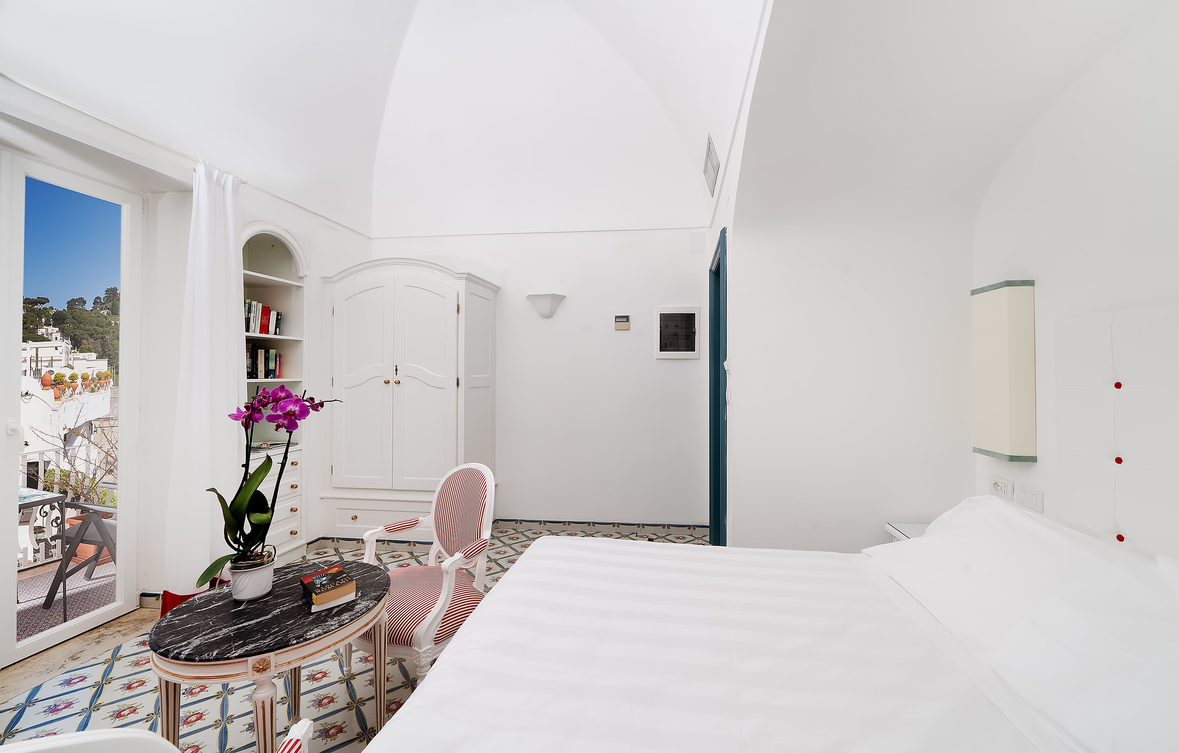 Deluxe Double Room, Terrace, Partial Sea View | Minibar, in-room safe, desk, rollaway beds