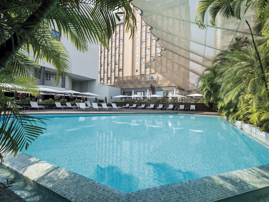 Outdoor pool, sun loungers