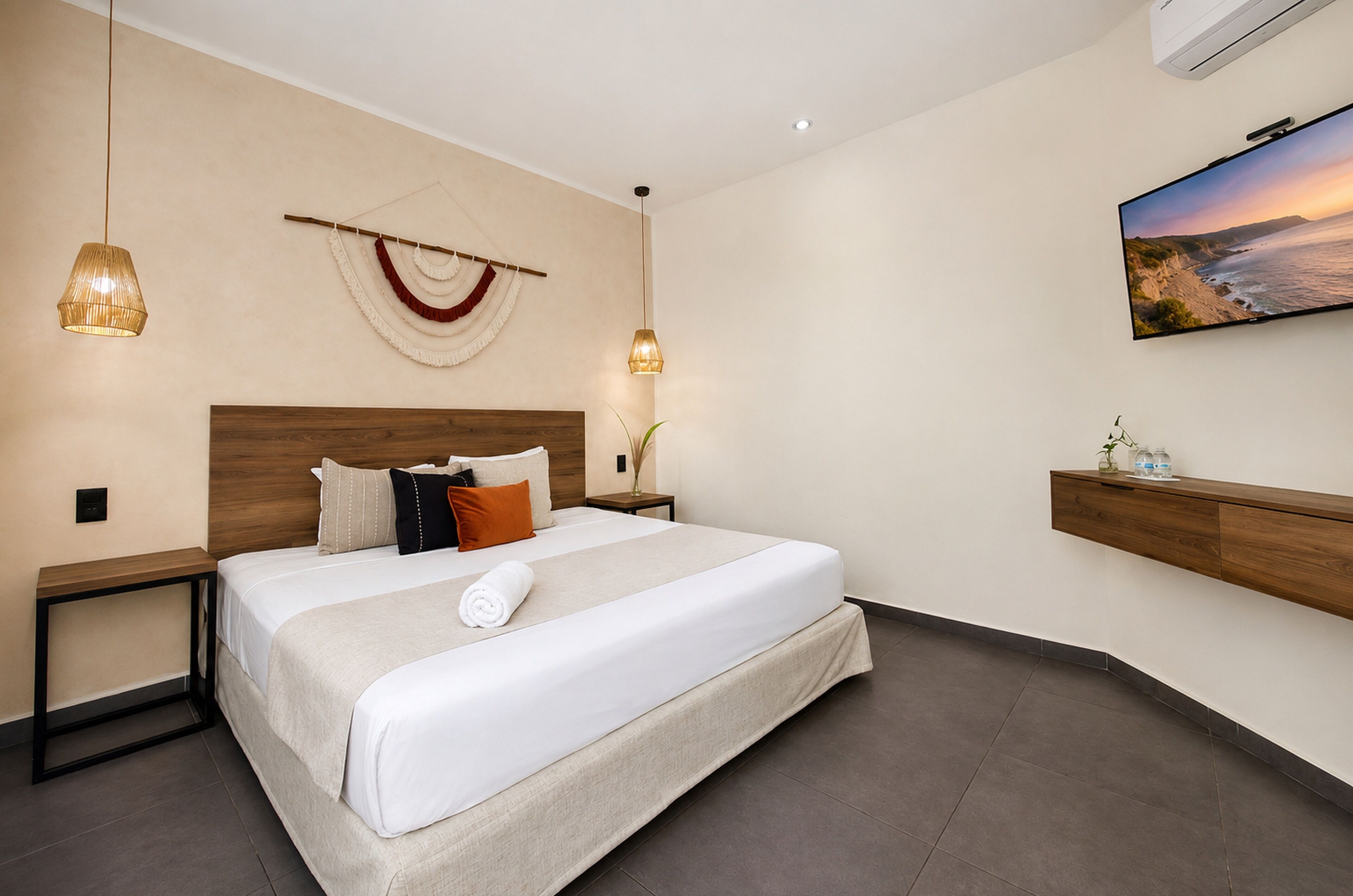Down duvets, pillow-top beds, in-room safe, desk