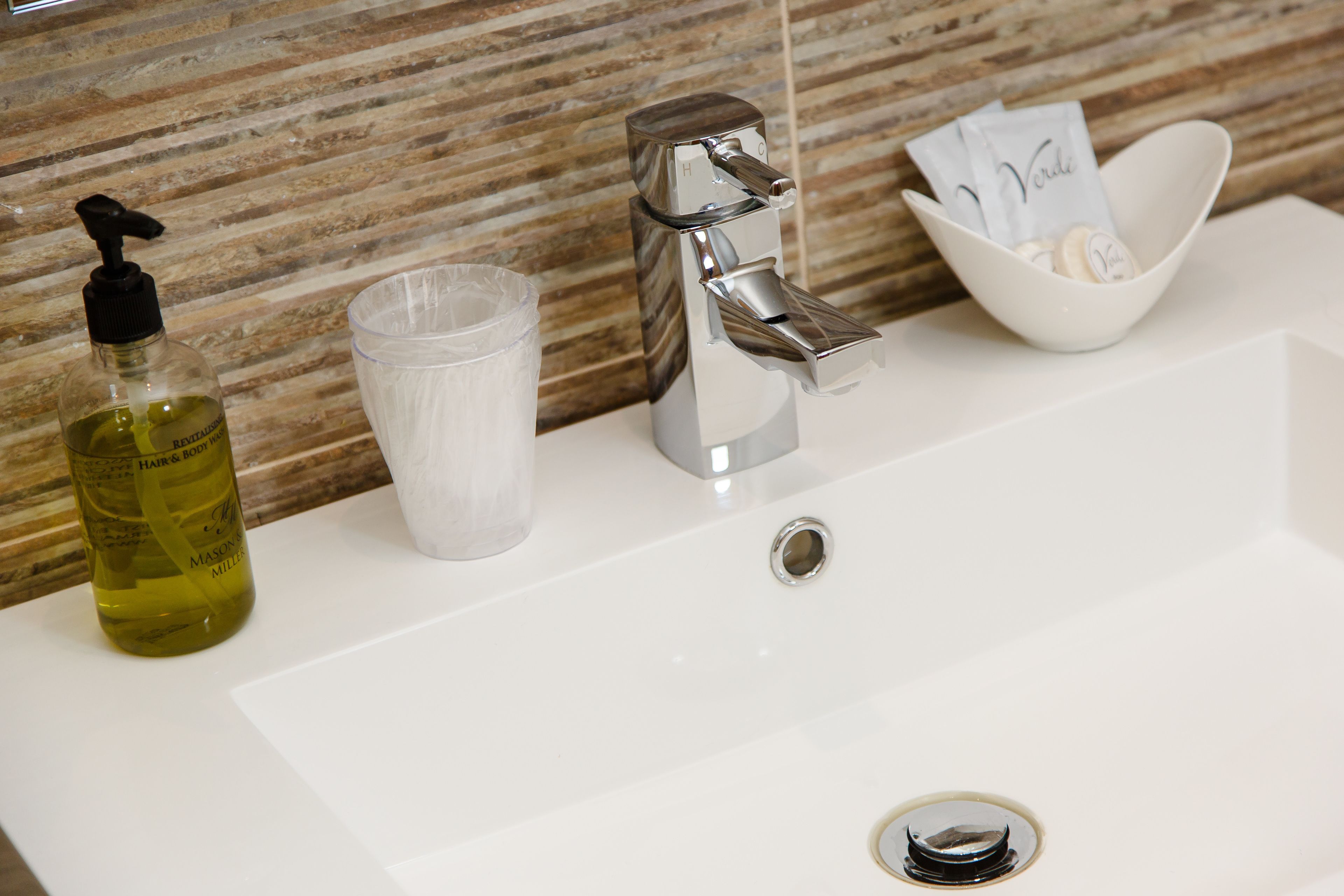 free toiletries, hair dryer, towels